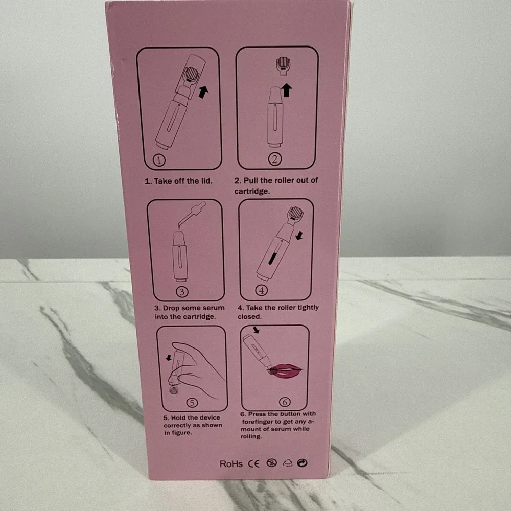 Lipboost Derma Roller Liquid Reservoir Serum Applicator Lips Skin Hair Wrinkles